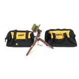 Lot, adjustable tripod and 2-Dewalt bags