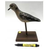 Wooden carved Sandpiper shorebird on base