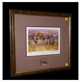 NRA 1996 "Dueces Wild" print and stamp, framed,