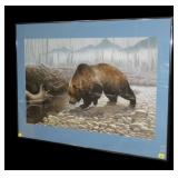 Framed bear print, frame size: 22 1/2" x 29"