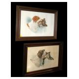 Pair of vintage hunting dog prints, frame sizes: