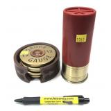 Lot, 12 Ga. shotgun shell lighter and coaster set