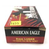 Box of 9mm Luger 115-grain FMJ American Eagle