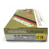 Box of .30-06 SPRG 180-grain Nosler Partition