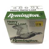 Box of 12 Ga. 2.75" No. 4 Remington game loads,