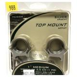 Weaver 1" med top mount silver rings, 49032