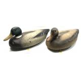 Lot, pair of drake and mallard working decoys