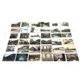 Album of vintage railroad and airplane postcards,