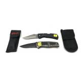 Lot, 2 1-blade folding knives with sheaths