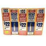 x5- Cases of .22 LR CCI Mini-Mag cartridges,