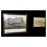 Lot, 2 framed railroad prints, frame sizes: