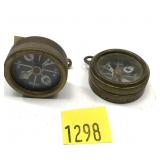 Lot, 2 vintage Marbles brass compasses