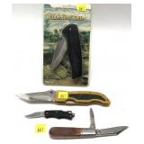 Lot, folding wilderness knife in package and 3