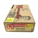 Box of .220 Swift 55-grain V-Max Hornady