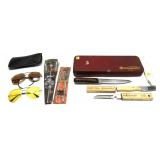 Lot, assorted gun cleaning tools, 3 knives and