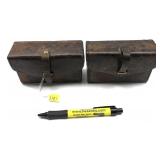 Lot, 2 vintage leather cartridge cases