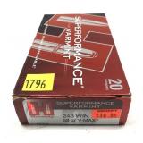 Box of .243 WIN 58-grain V-Max Hornady cartridges,