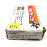 Box of 12 Ga. 2.75" Winchester rifled slugs,