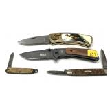 Lot, 4 assorted folding knives includes NRA