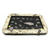 Framed Native American decorative arrowheads,