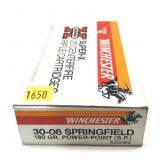 Box of .30-06 SPRG 180-grain SP Wnchester