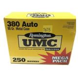 Lot, 250 round box .380 Auto 95-grain MC Remington