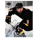 Bret Hedican autograph on 1996 Upper Deck Card S19