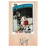 Syl Apps autograph on 3x5 card below a sports