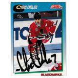 Chris Chelios autograph on Score 1991 card #455