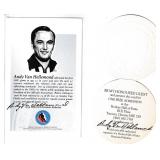 Lot, Andy Van Hellemond autograph on 3x5 card