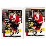 Lot, Tommy Albelin autograph on 2- Pinnacle 1997