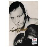 Harold Johnson autograph on 5x8 Hall of Fame