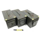 Lot, 3 metal ammo cans