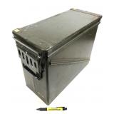 Large metal ammo can: 18 1/2" L x 14" H