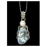 Sterling silver bezel set abalone and pearl
