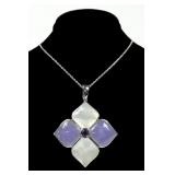 Sterling silver lavender jade and mother of pearl