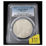 1921 Morgan dollar, PCGS slab certified MS-64