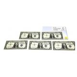 x5- $1 star note silver certificates, series of
