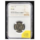 1963 nickel, NGC slab certified Proof 68