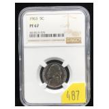 1963 nickel, NGC slab certified Proof 67