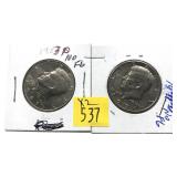 x2- Kennedy non-silver half dollars: 1971-D, 1983,