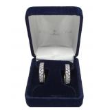 Sterling silver gold wash diamond hoop earrings