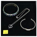 Lot, sterling jewelry, including diamond heart