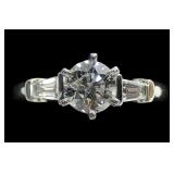 Platinum round cut diamond solitaire ring, approx.