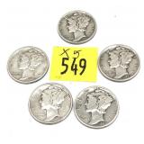 x5- Mercury dimes, -x6 dimes, Sold by the piece,