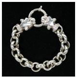 Sterling silver 8.5" tiger clasp bracelet with