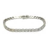 Sterling silver 7" diamond cluster tennis bracelet