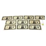 x10- $1 silver certificates, series of 1935, -x10