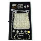 Lot, beaded evening bag, vintage rhinestone and