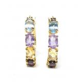 Sterling silver gold wash hoop earrings with claw